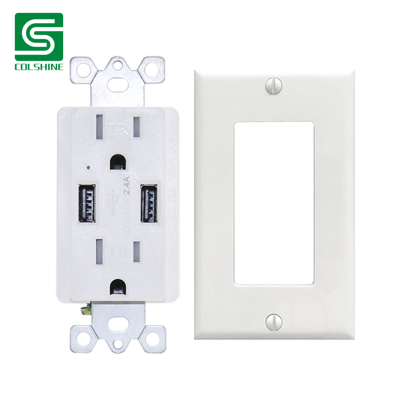 2.4A usb outlet with 15A Tamper Resistant Receptacle